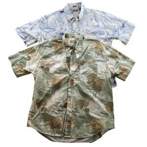 Natural Issue Mens Hawaiian Shirt Size XL Lot Of Two Wrinkle-Free Short Sleeve